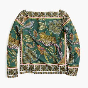 J. Crew Drapey Boatneck Top in Ornate Jungle Print